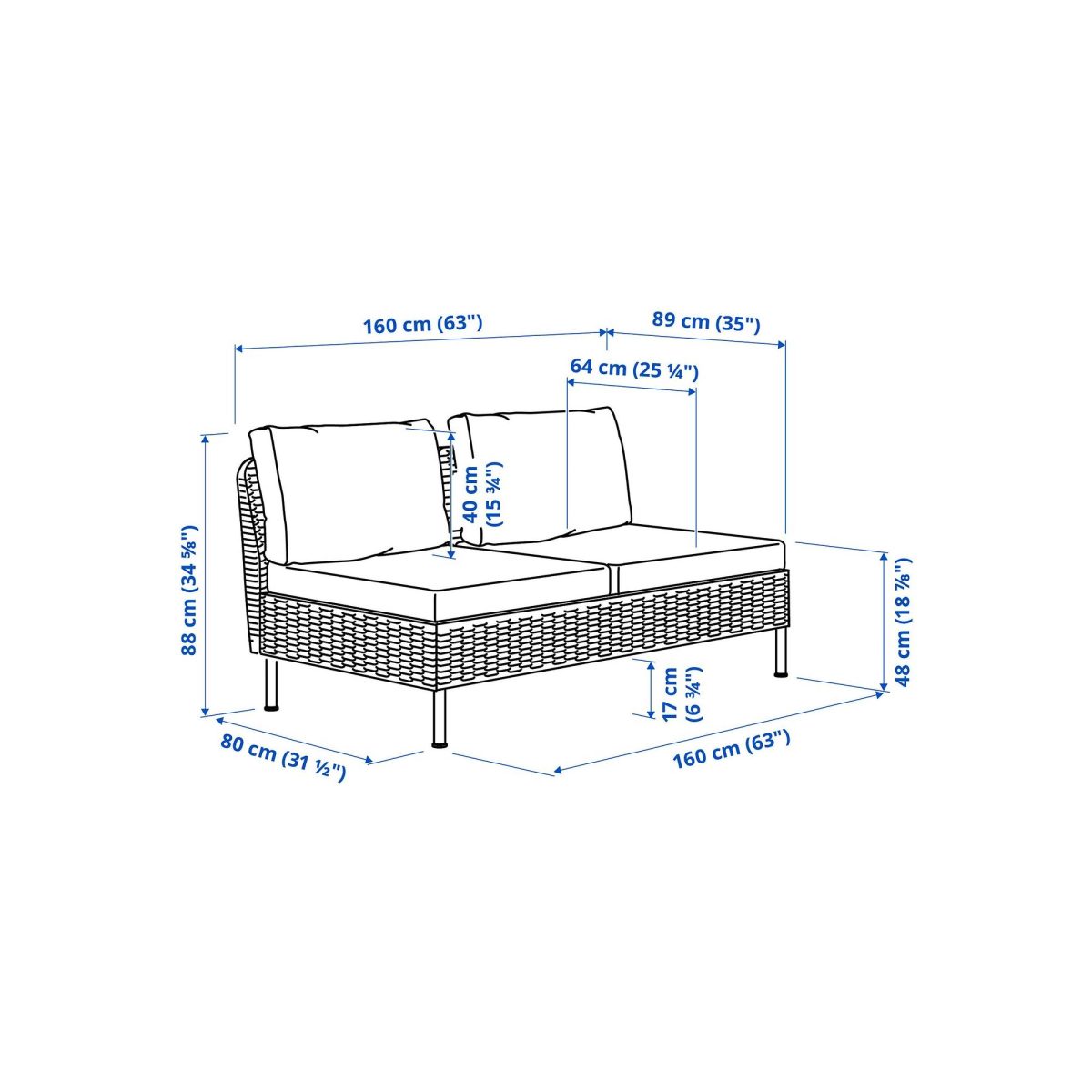 2'li Bahçe Kanepesi, Koyu Gri, 160 cm, Frösön-Duvholmen Bej, 2 Kişilik – 4. görsel