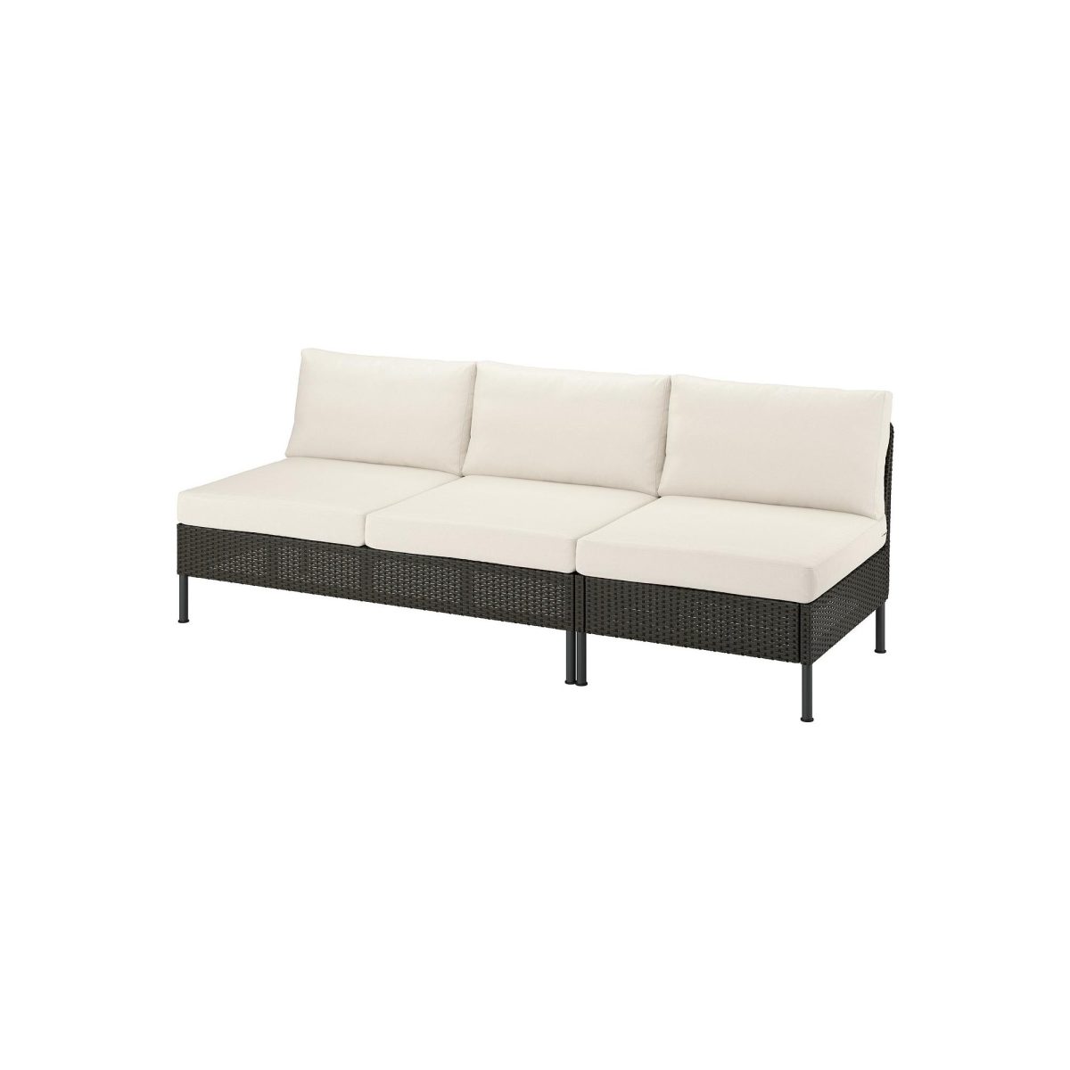 3'lü Bahçe Kanepesi, Koyu Gri, 240 cm, Frösön-Duvholmen Bej, 2+1 Kişilik