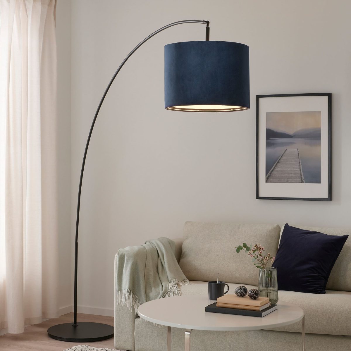 Abajur Başlığı, Koyu Mavi Kadife, 42 cm – 4. görsel