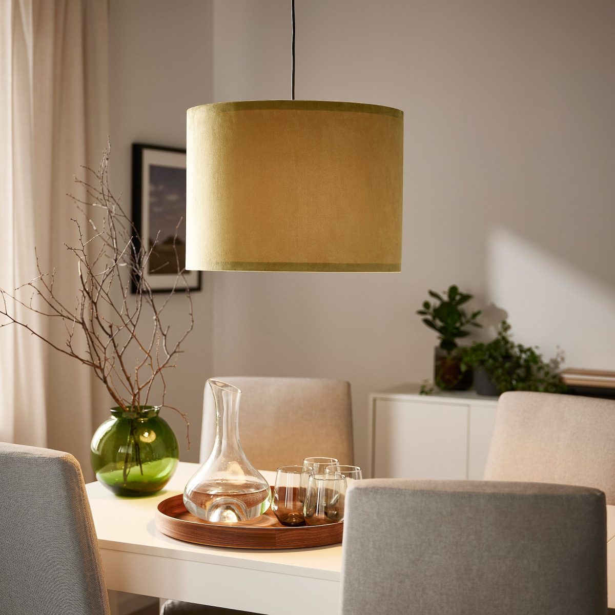 Abajur Başlığı, Koyu Sarı Kadife, 42 cm – 3. görsel