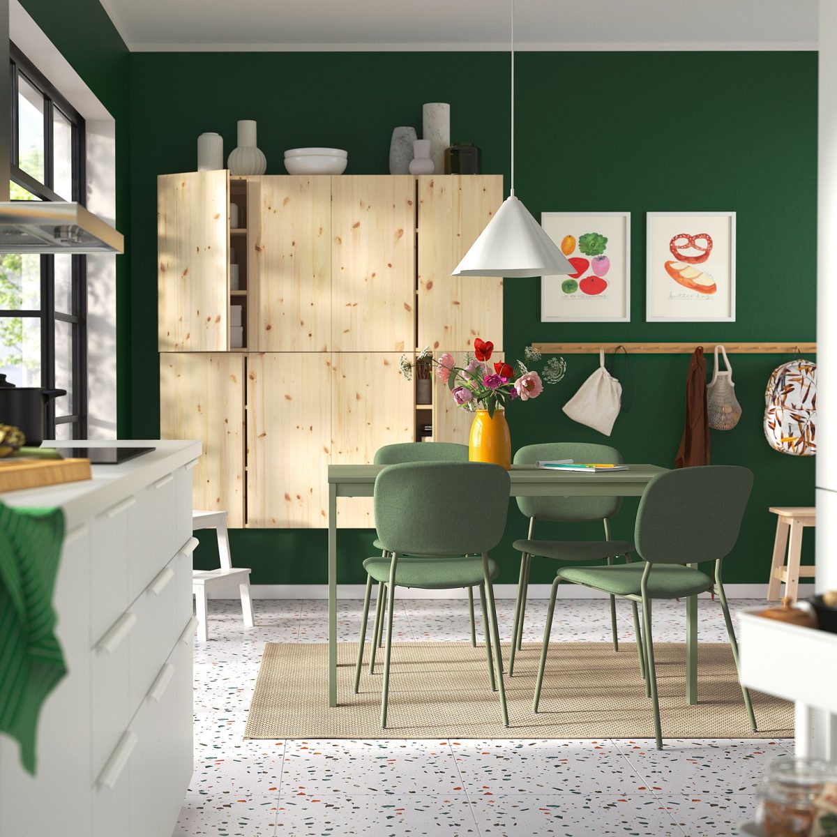 Açılır Yemek Masası, Yeşil, 4-6 kişilik, 120/180x74 cm – 2. görsel