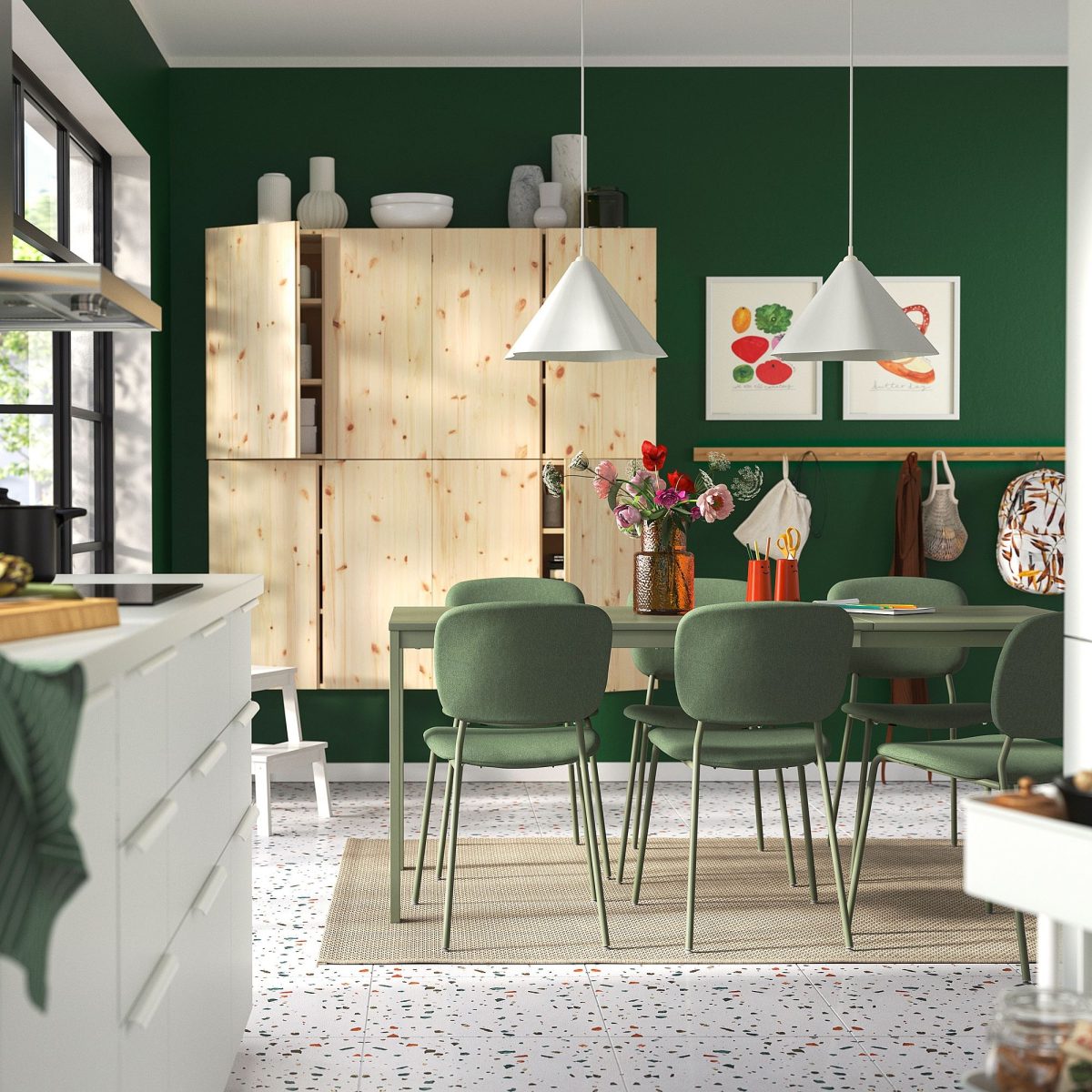 Açılır Yemek Masası, Yeşil, 4-6 kişilik, 120/180x74 cm – 3. görsel