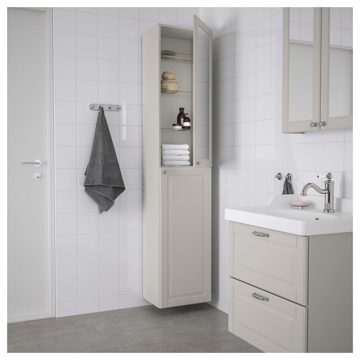 Banyo Boy Dolabı, Açık Gri, 40x32x192 cm – 2. görsel