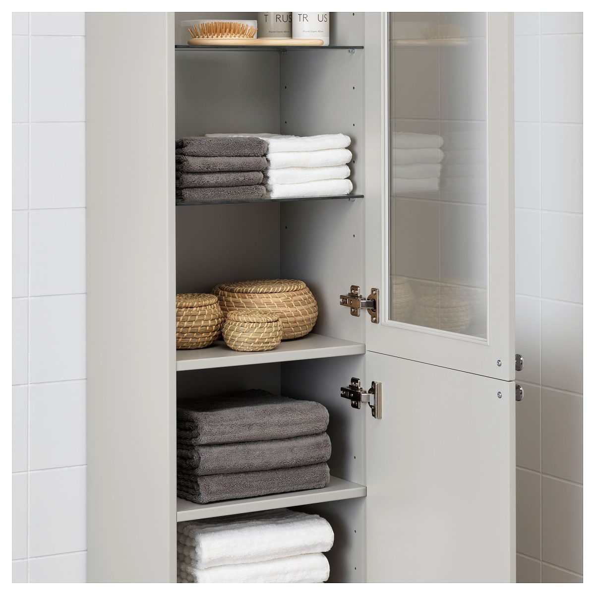 Banyo Boy Dolabı, Açık Gri, 40x32x192 cm – 3. görsel