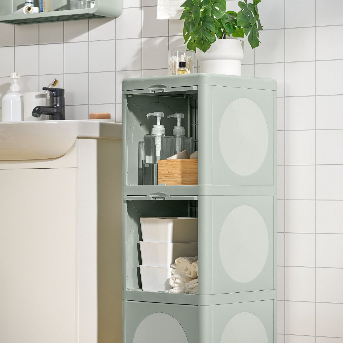 Banyo Boy Dolabı, Yeşil, 33x34x99 cm – 3. görsel