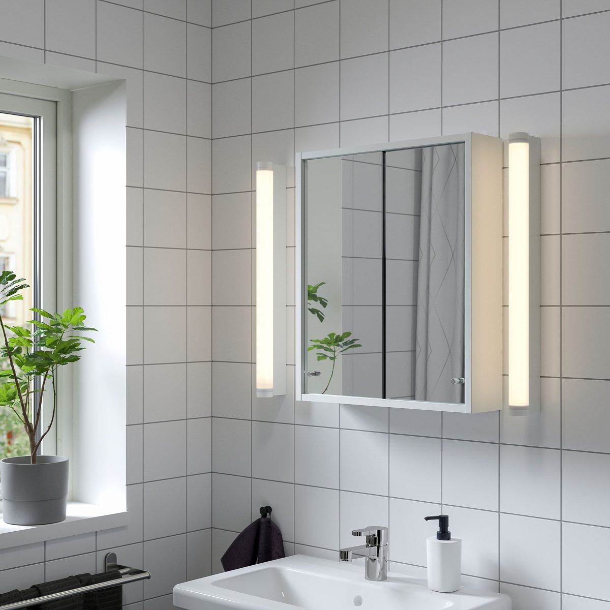 Banyo Duvar Dolabı, Beyaz, 50x13x60 cm, 2 Ayna Kapaklı – 2. görsel