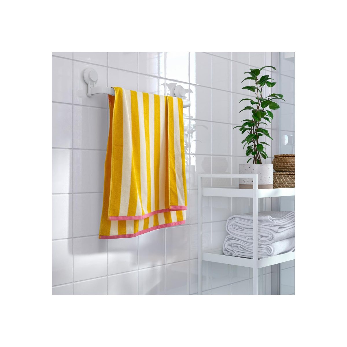 Banyo Havlusu, Beyaz-Sarı Çizgili, 70x140 cm – 4. görsel