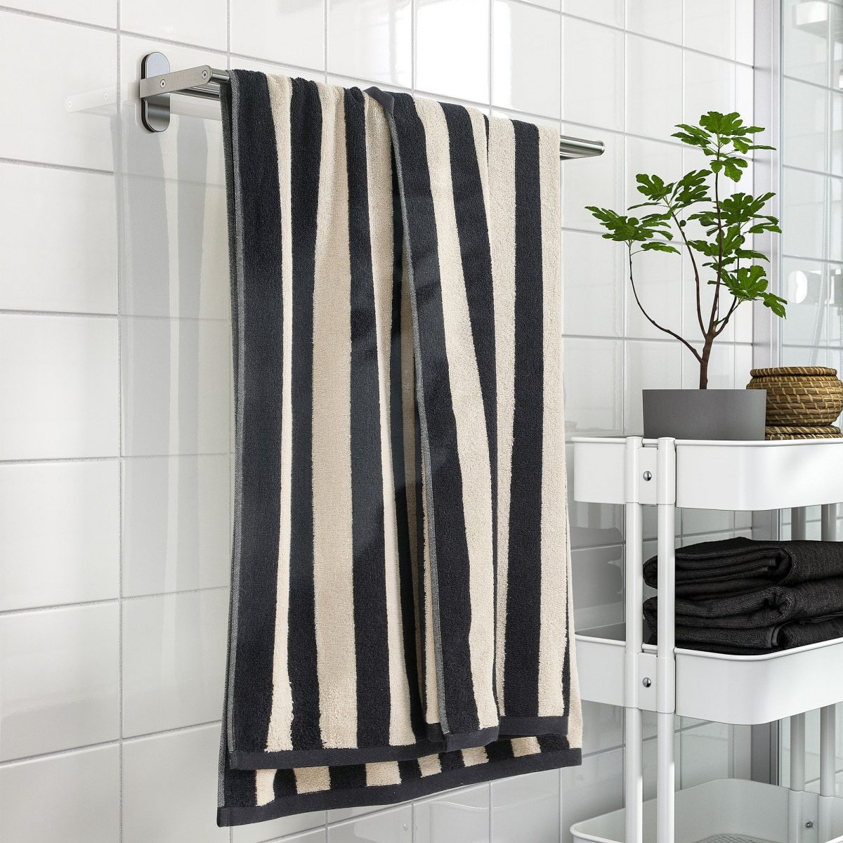 Banyo Havlusu, Siyah-Bej, 100x150 cm – 3. görsel