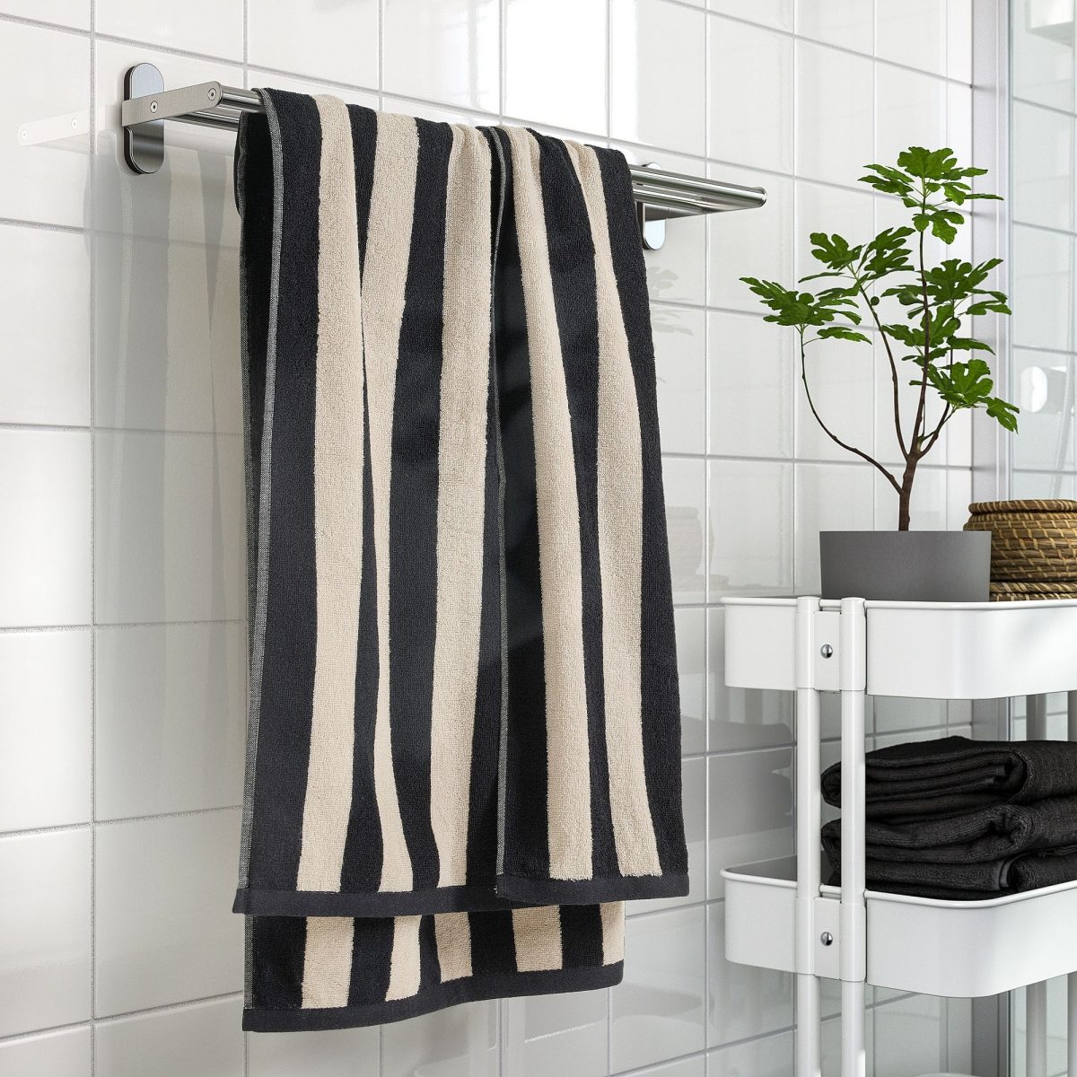 Banyo Havlusu, Siyah-Bej, 70x140 cm – 3. görsel