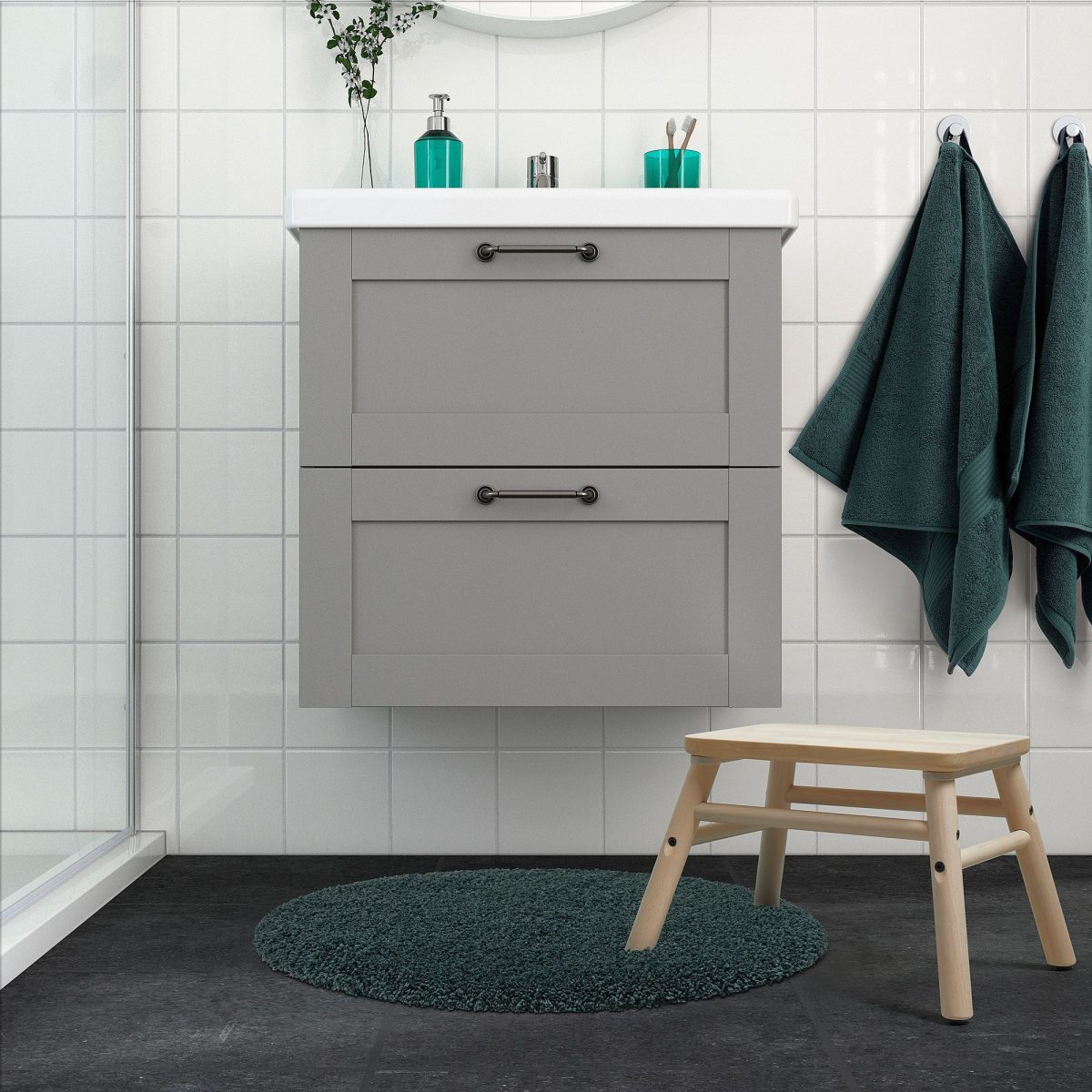 Banyo Paspası, Gri-Turkuaz, 65 cm – 3. görsel