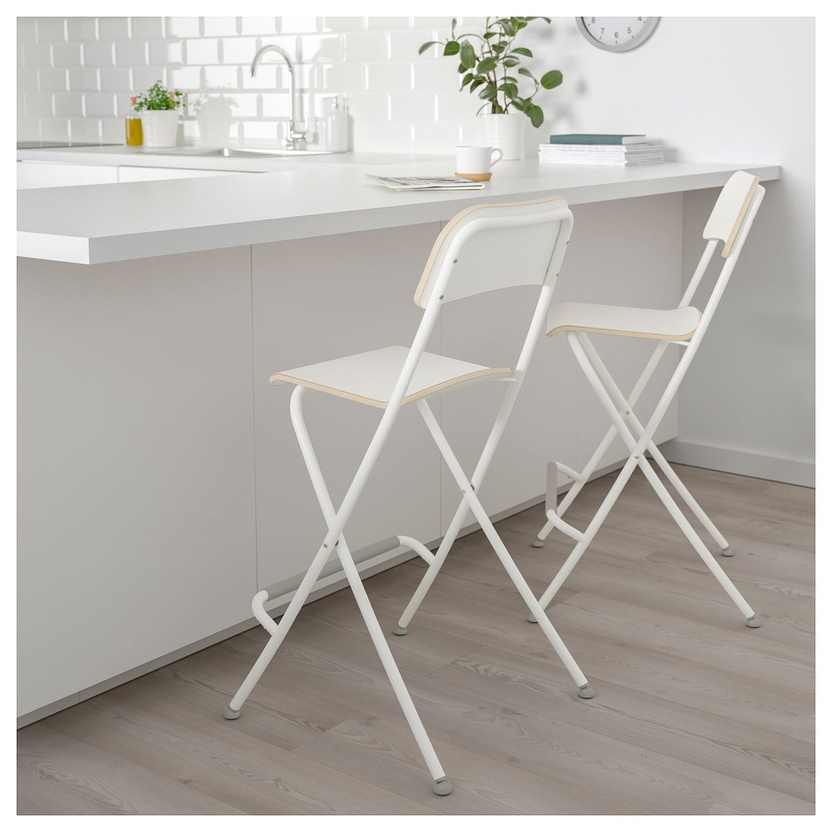 Bar Sandalyesi, Beyaz, 63 cm, Katlanabilir – 2. görsel