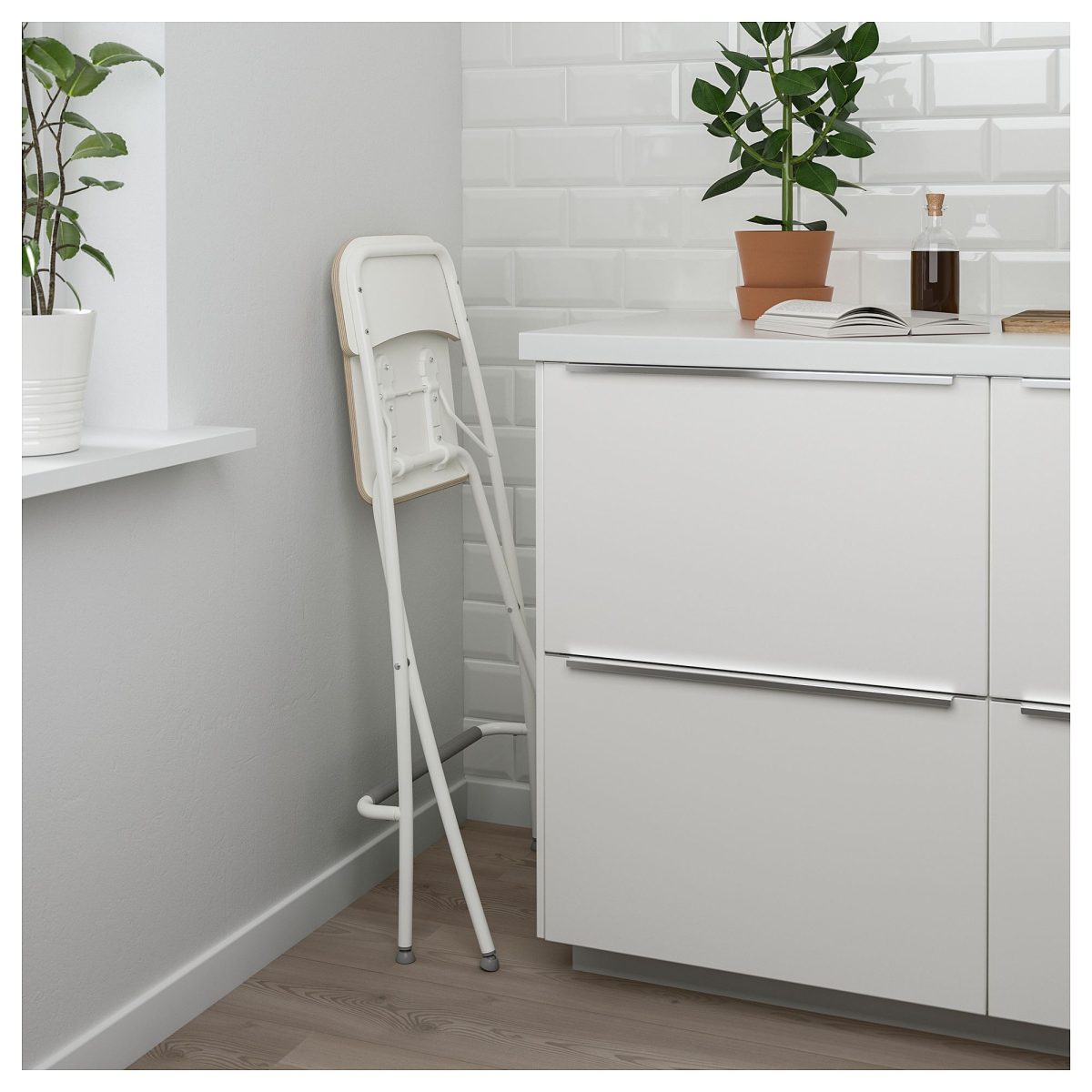 Bar Sandalyesi, Beyaz, 63 cm, Katlanabilir – 3. görsel