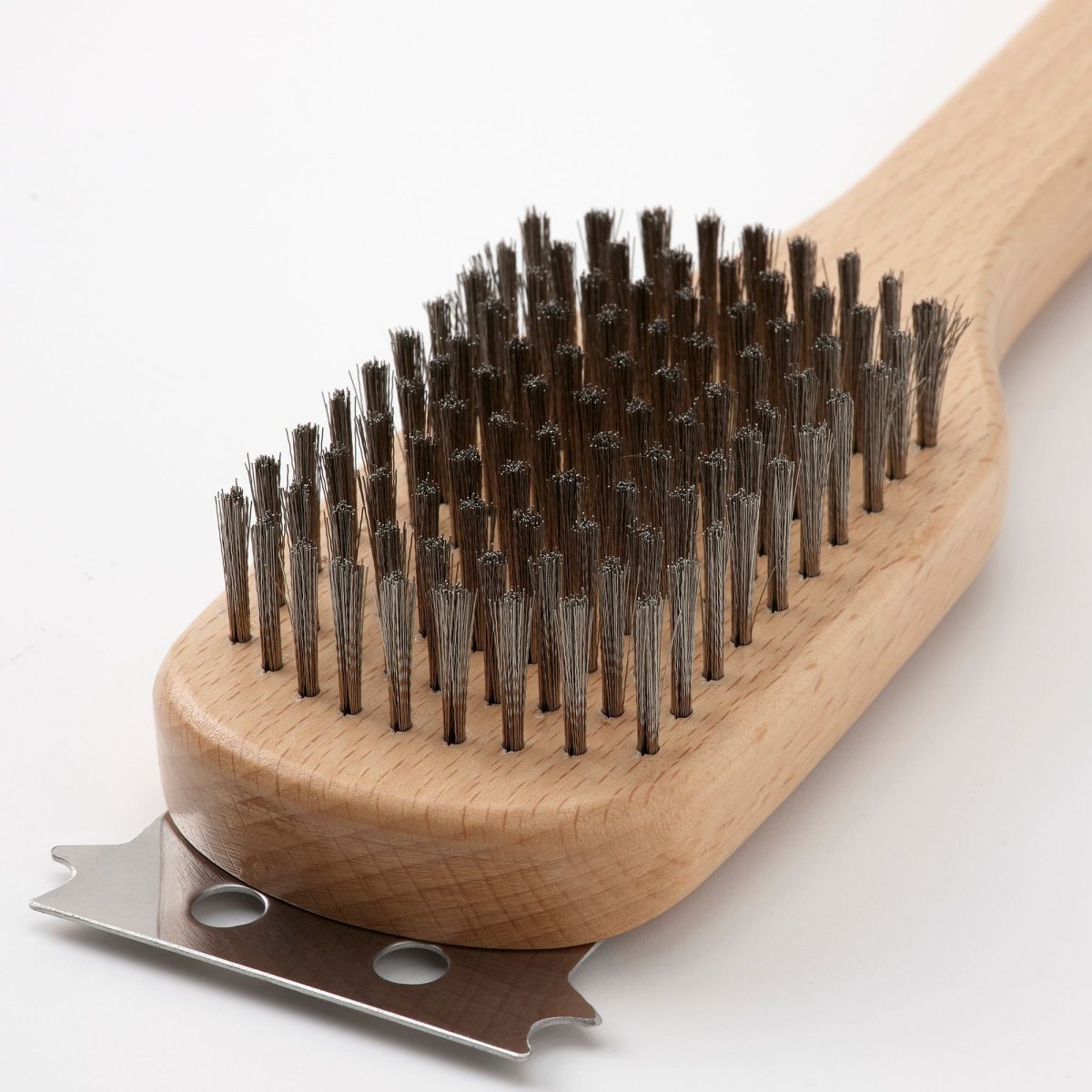 Barbekü-Izgara Temizleme Fırçası, Paslanmaz Çelik-Kayın, 42 cm – 2. görsel