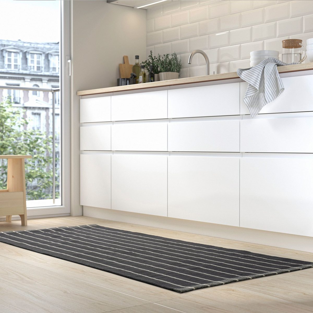 Büyük Halı, Gri-Kırık Beyaz, 80x180 cm, Dikdörtgen, Düz Dokuma – 4. görsel