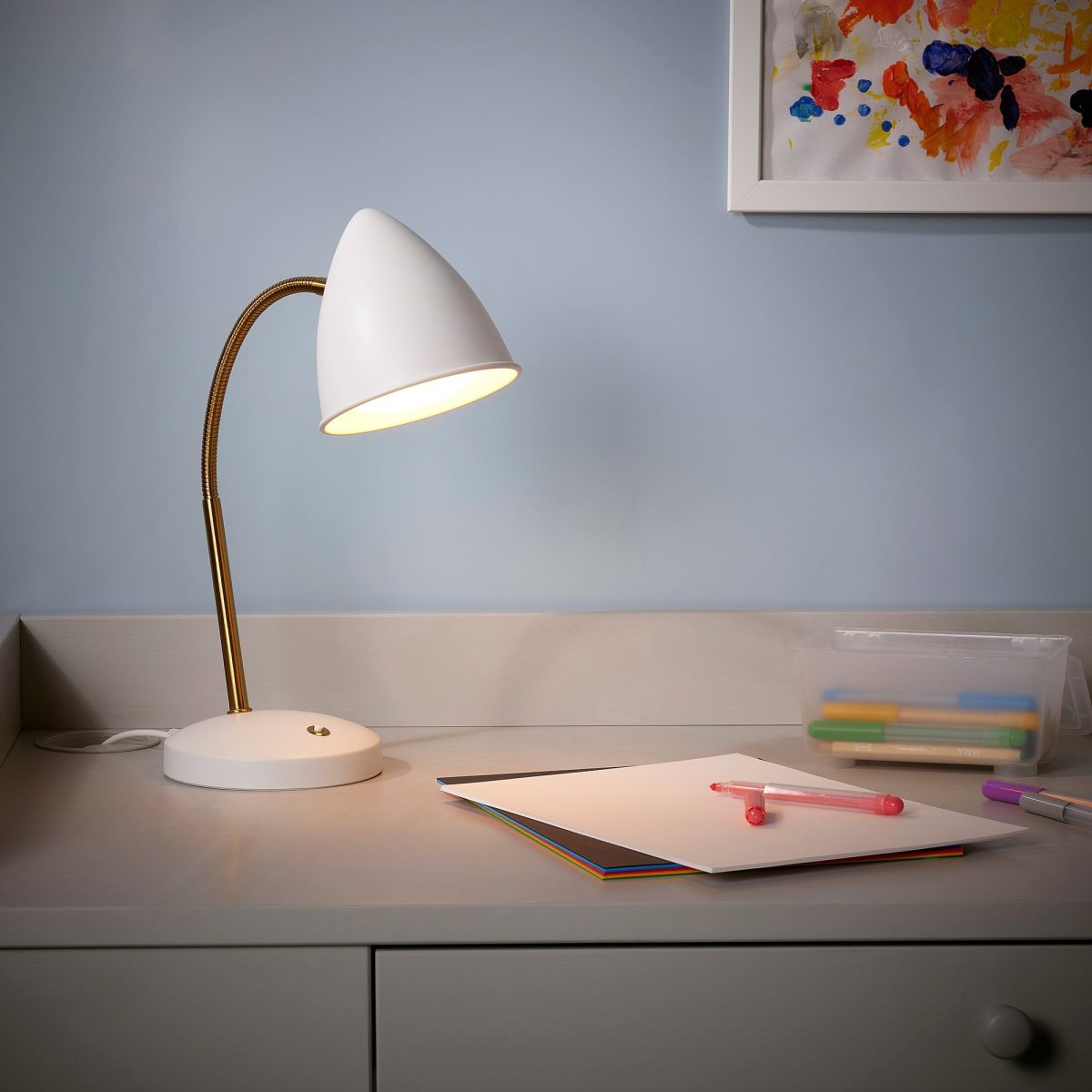 LED'li Çalışma Lambası, Beyaz-Pirinç Rengi, 37 cm – 2. görsel