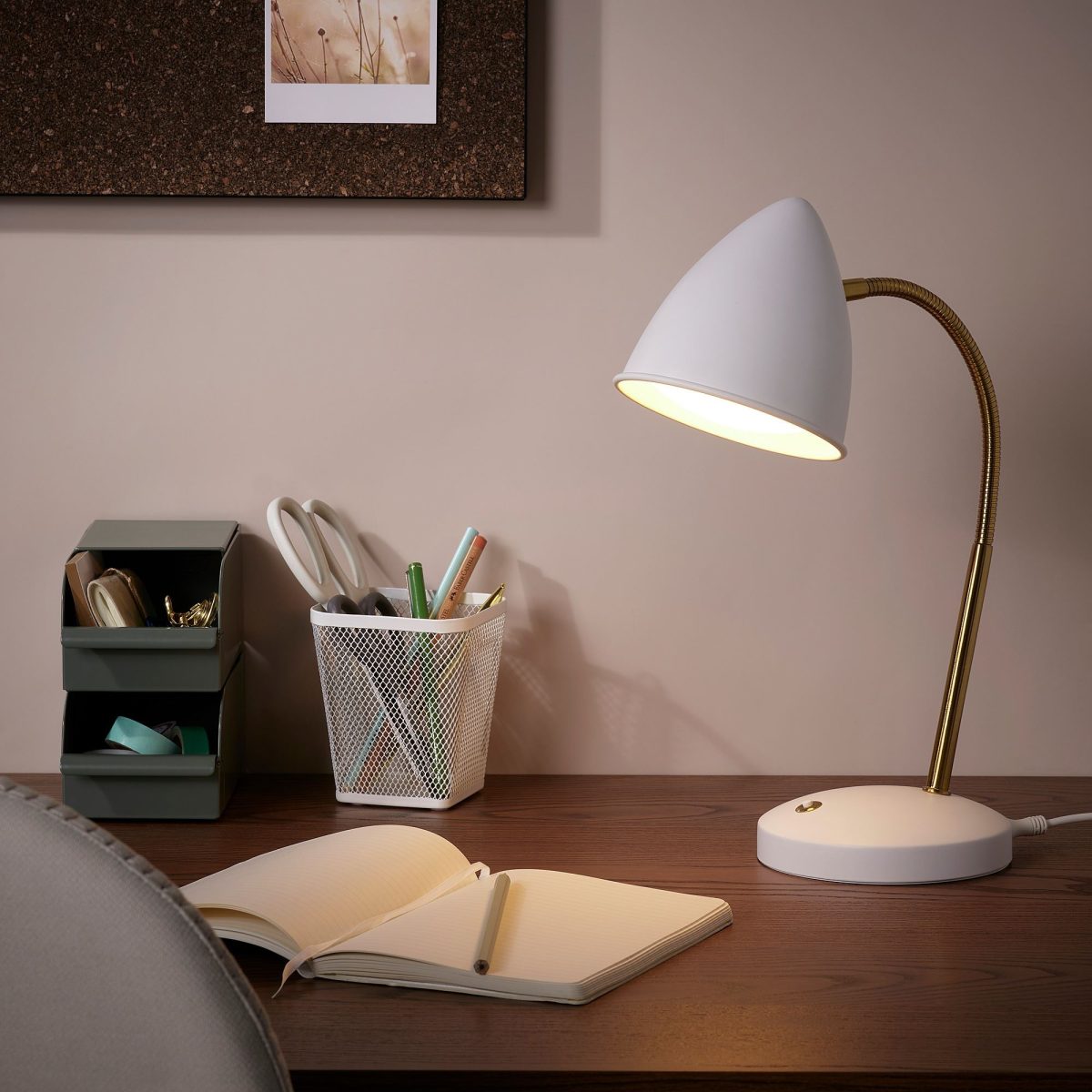 LED'li Çalışma Lambası, Beyaz-Pirinç Rengi, 37 cm – 4. görsel