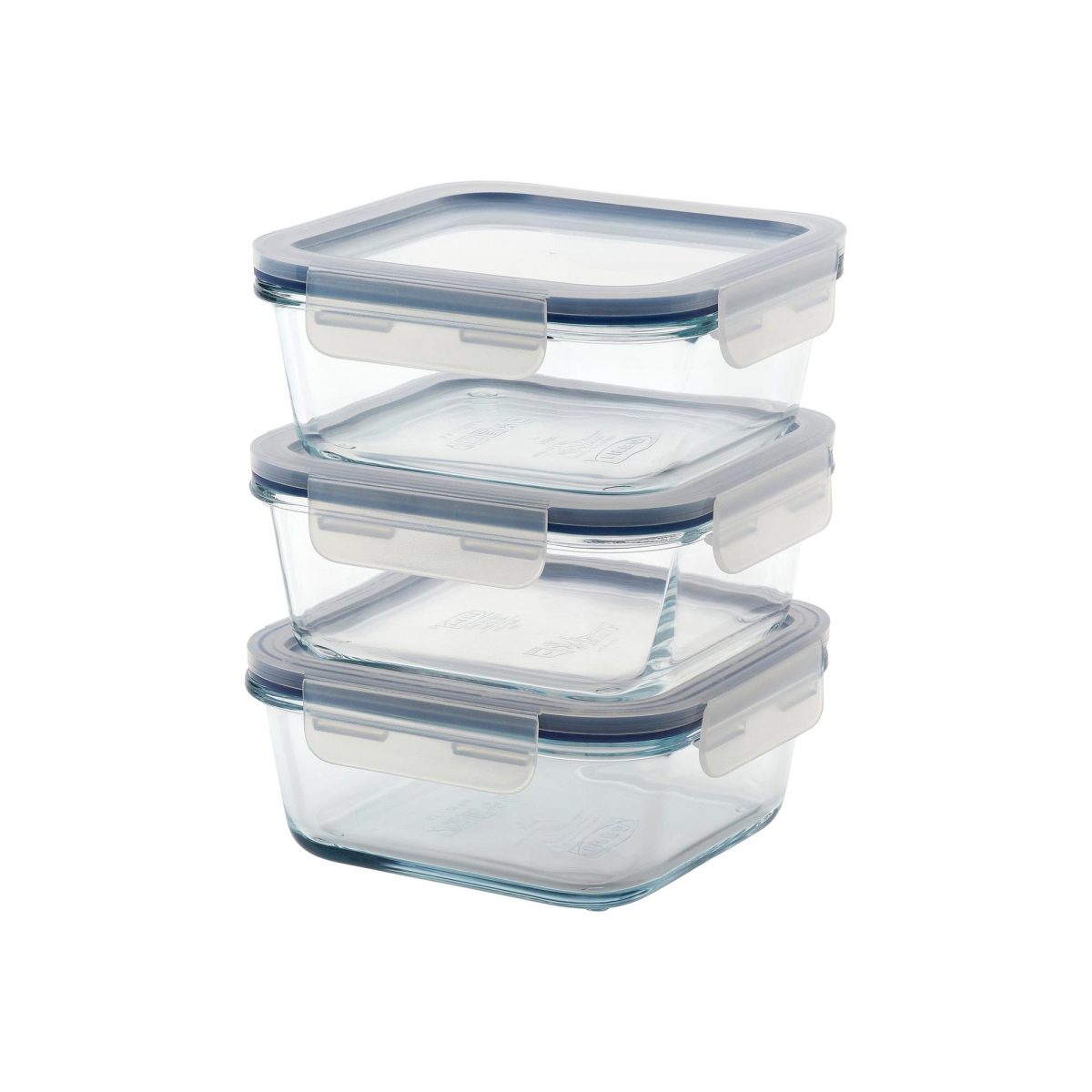 Cam Saklama Kabı Seti, 600 ml, Kare, 3'lü Set