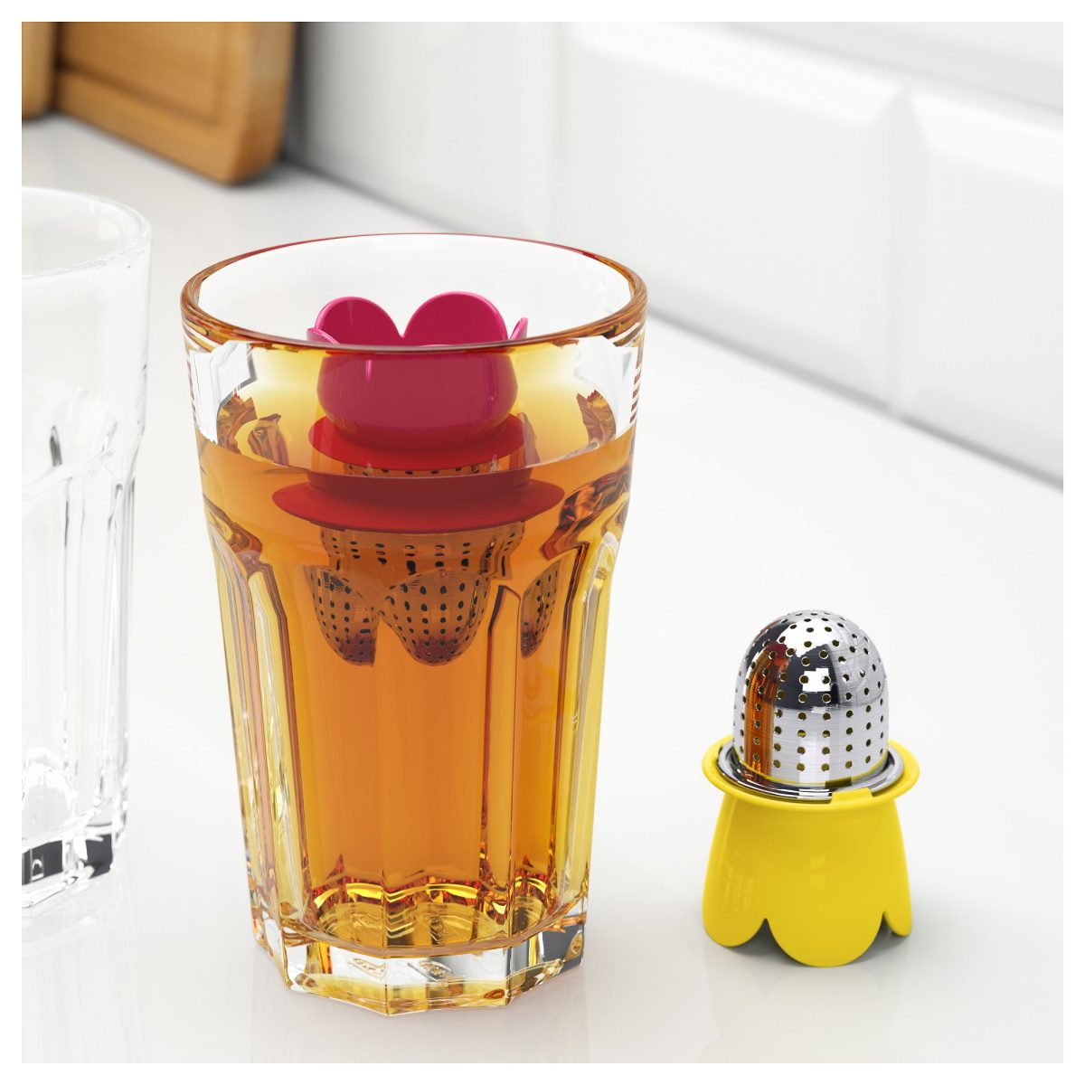 Çay Süzgeci, Açık Kırmızı-Sarı, 2 Parça – 2. görsel