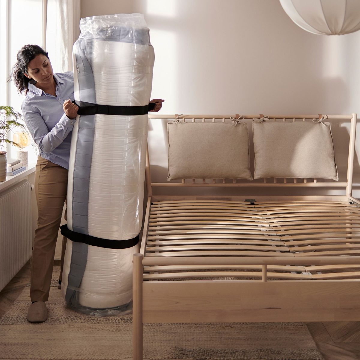 Çift Kişilik Yatak, Açık Mavi, 160x200 cm, Ekstra Sert – 4. görsel