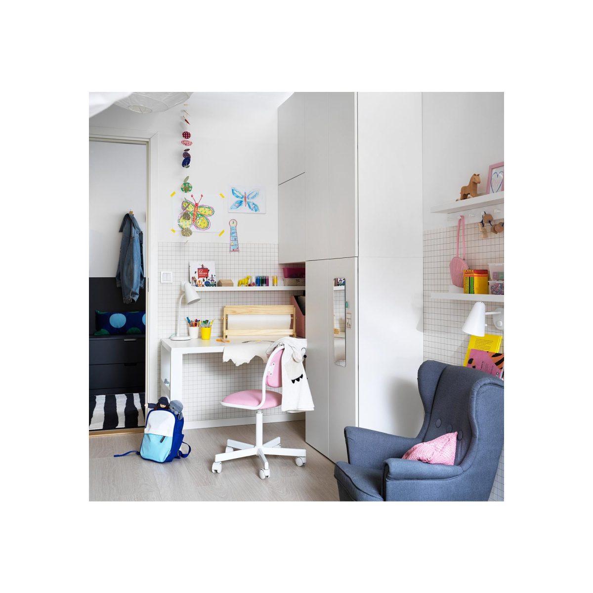 Çocuk Çalışma Sandalyesi, Beyaz-Vissle Pembe – 3. görsel