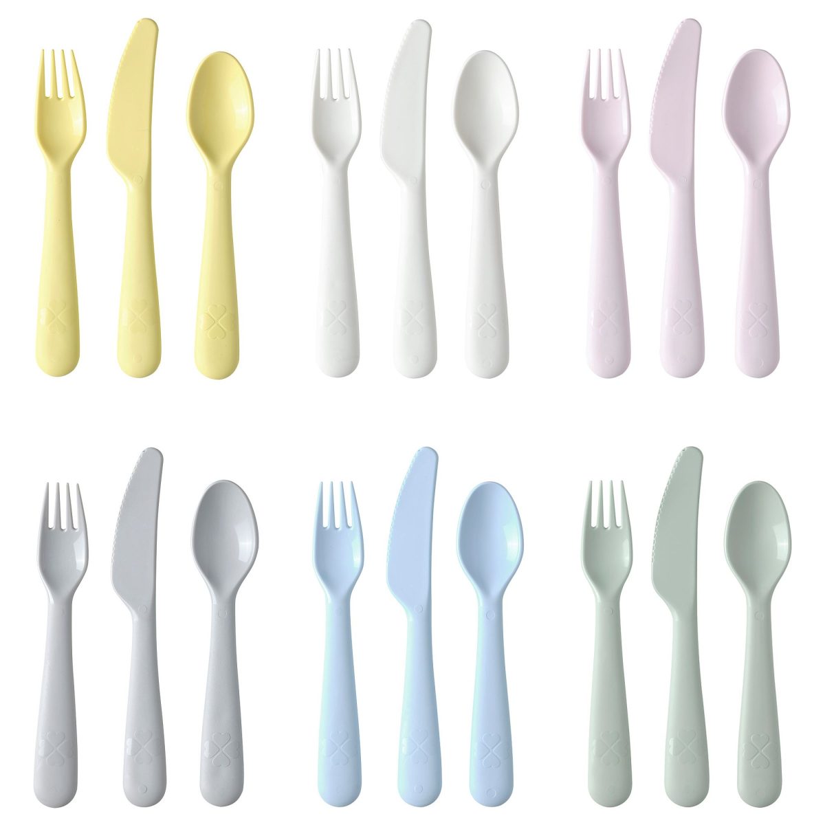 Çocuk Çatal Kaşık Bıçak Seti, Pastel Tonlar, 18 Parça