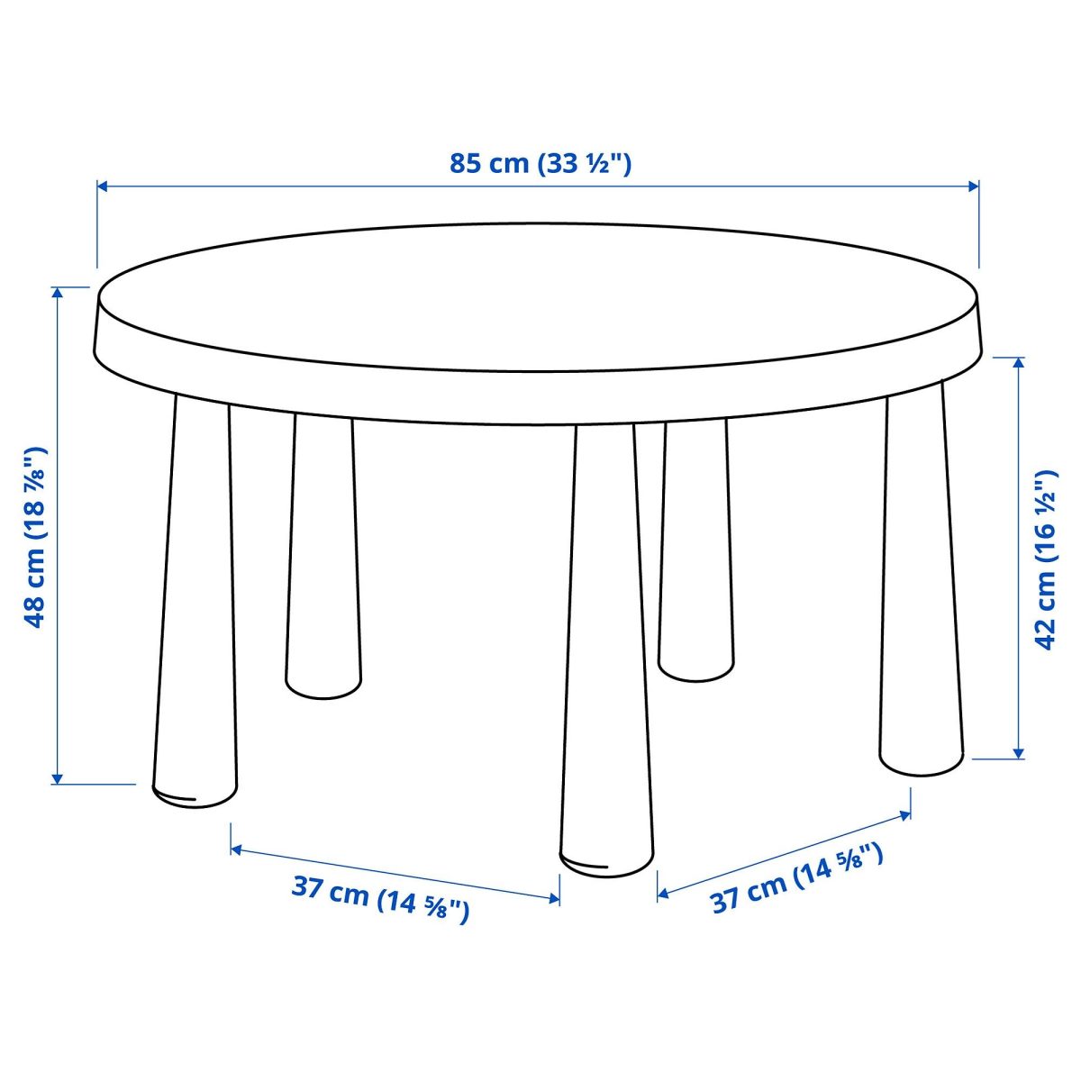 Çocuk Masası, Açık Mavi, 85 cm – 4. görsel