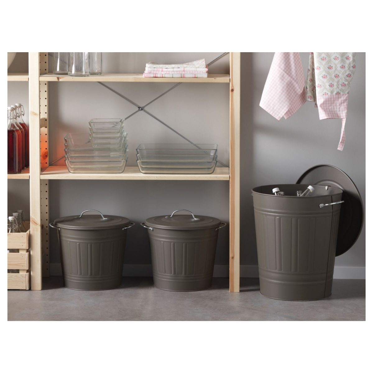 Çöp Kutusu, Gri, 16 lt, Kapaklı – 3. görsel