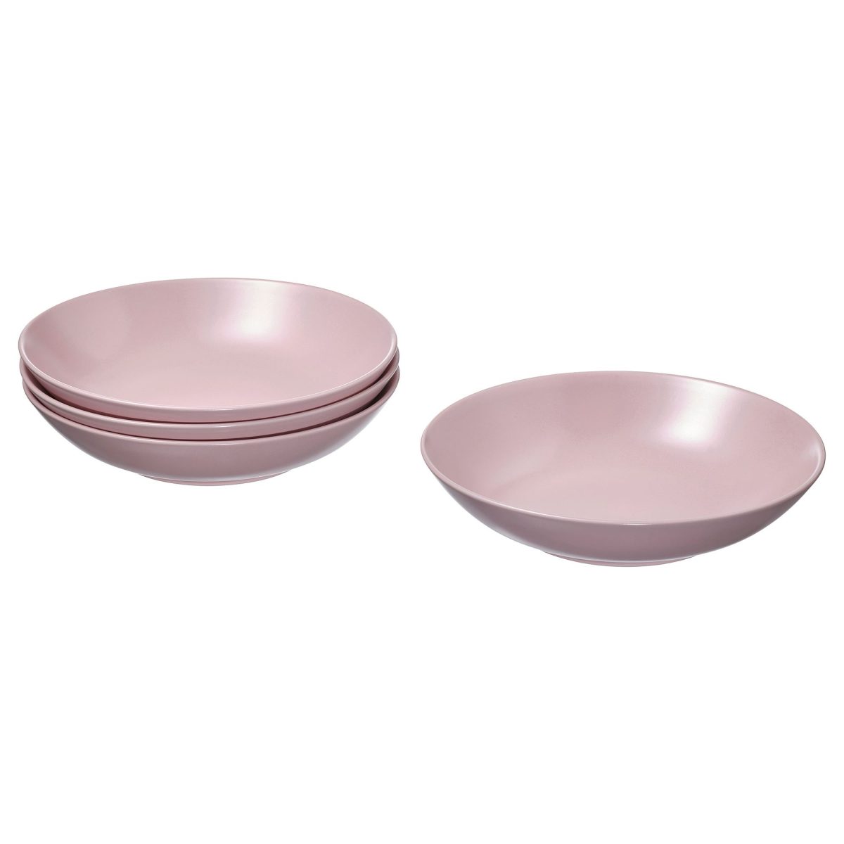 Derin Tabak Seti, Mat Açık Pembe, 23 cm, 4 adet