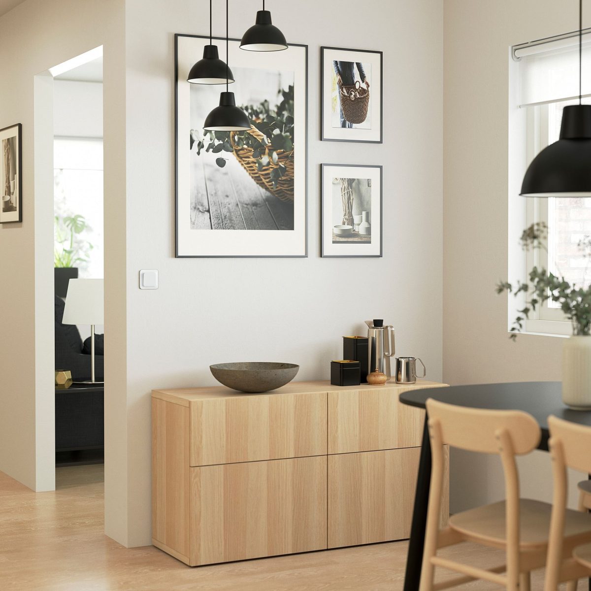 Dolap Kombinasyonu, Ağartılmış Meşe Görünümlü, 120x42x65 cm, Fren Raylı – 3. görsel