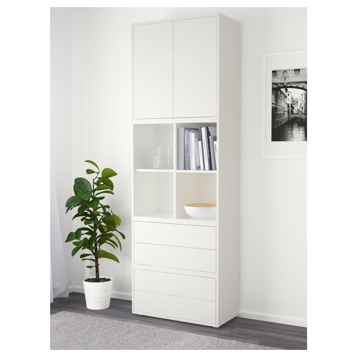 Büfe, Beyaz, 70x35x212 cm, Kapaklı ve Çekmeceli – 2. görsel