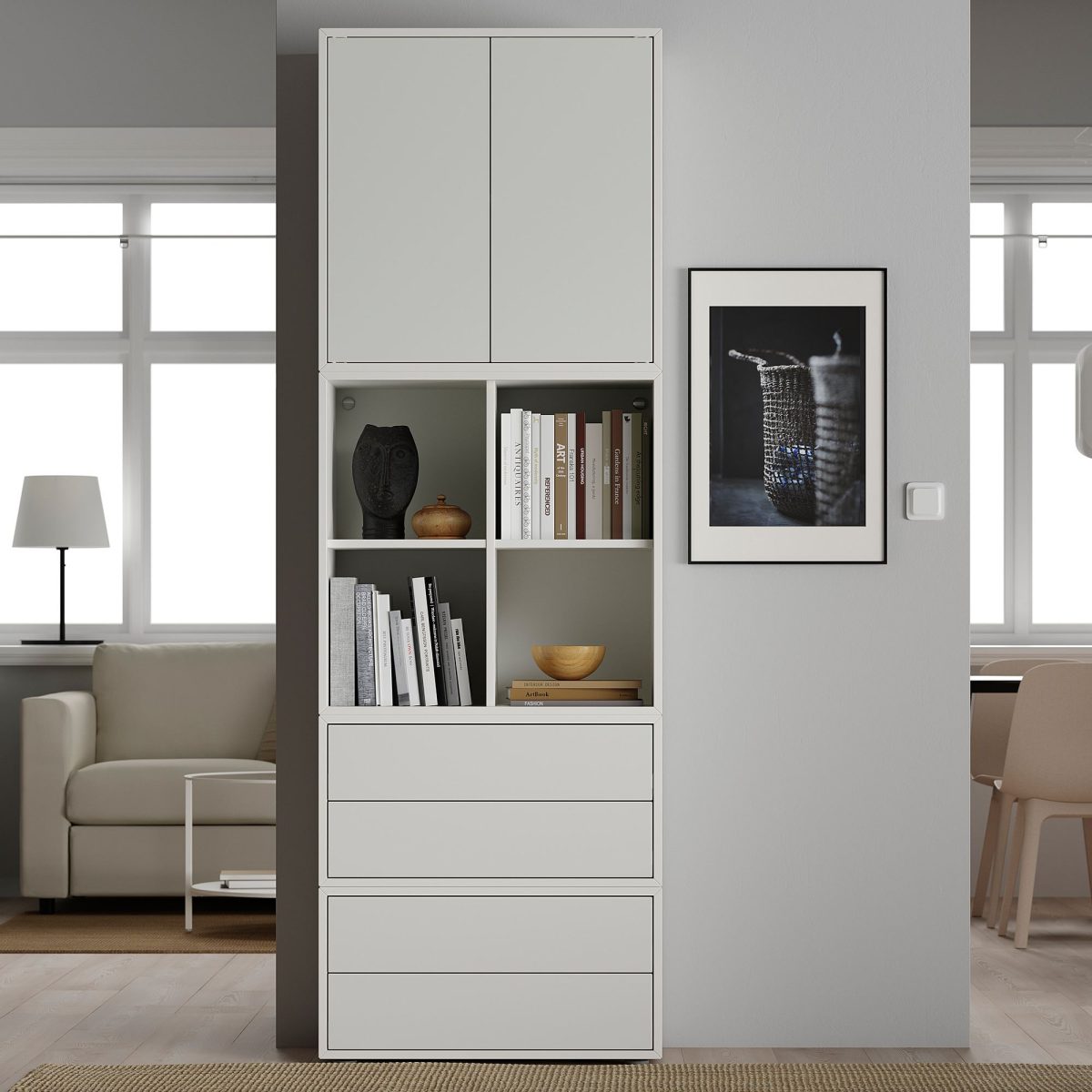 Büfe, Beyaz, 70x35x212 cm, Kapaklı ve Çekmeceli – 4. görsel
