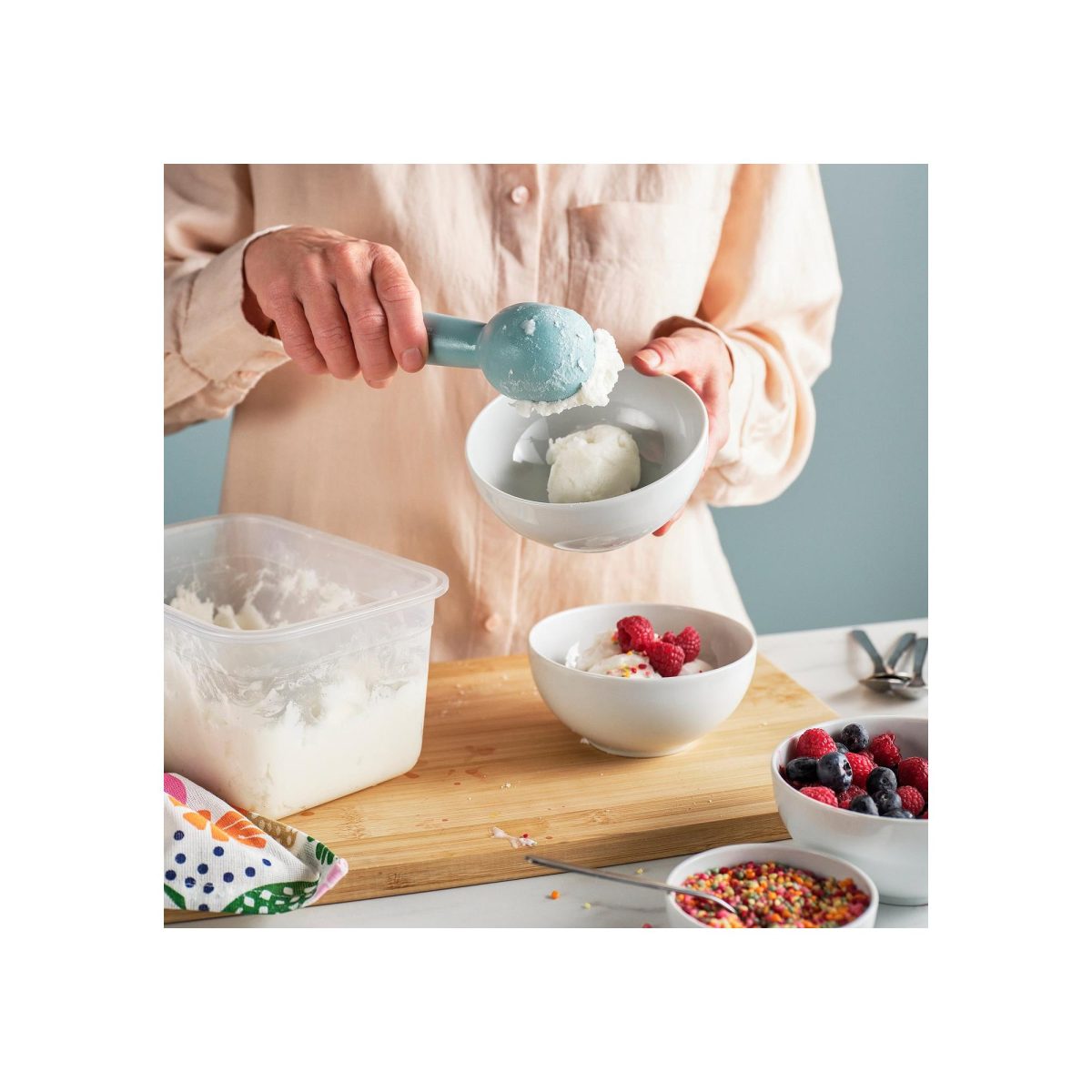 Dondurma Kaşığı, Açık Turkuaz, 18 cm – 3. görsel