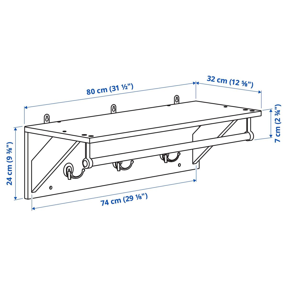Duvar Askısı, Gri, 80 cm – 4. görsel