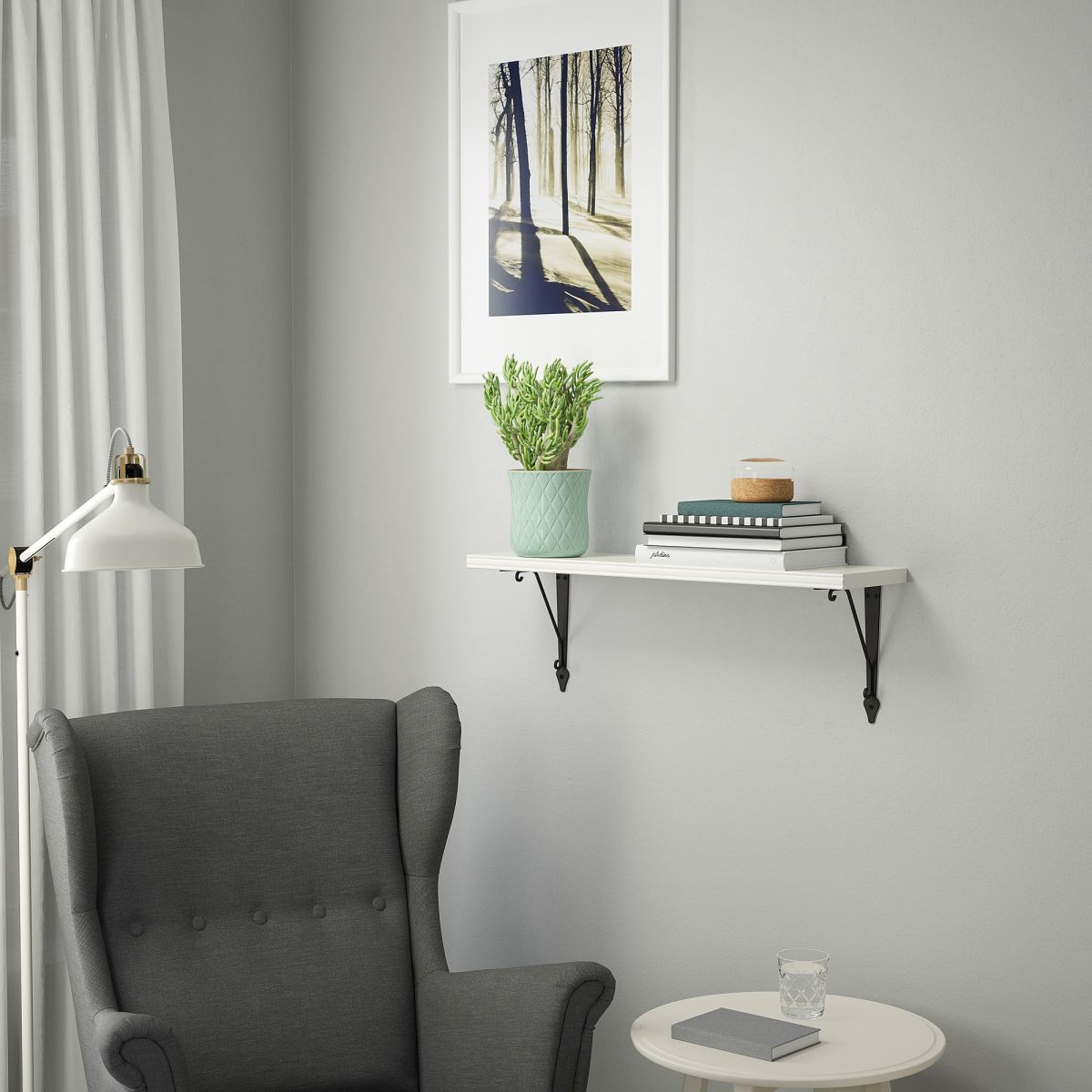 Duvar Rafı, Beyaz-Antrasit, 80x20 cm – 3. görsel