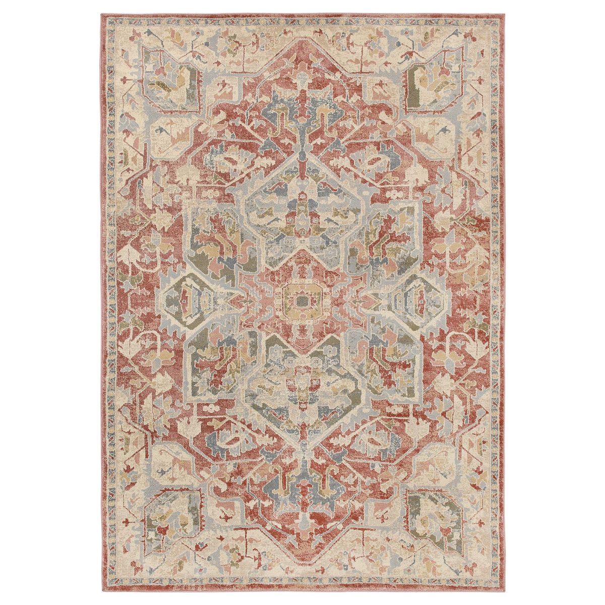 Eskitme Halı, Pembe-Bej, 160x230 cm, Dikdörtgen, Düz Dokuma