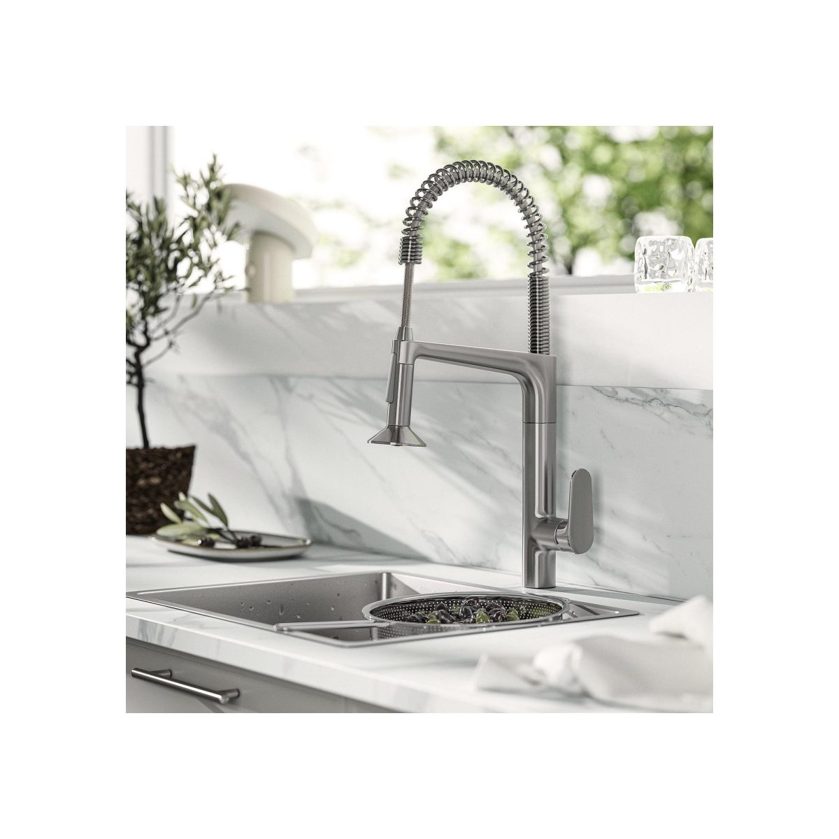 Eviye Bataryası, Metal Rengi, 56 cm, Spreyli ve Spiralli – 2. görsel