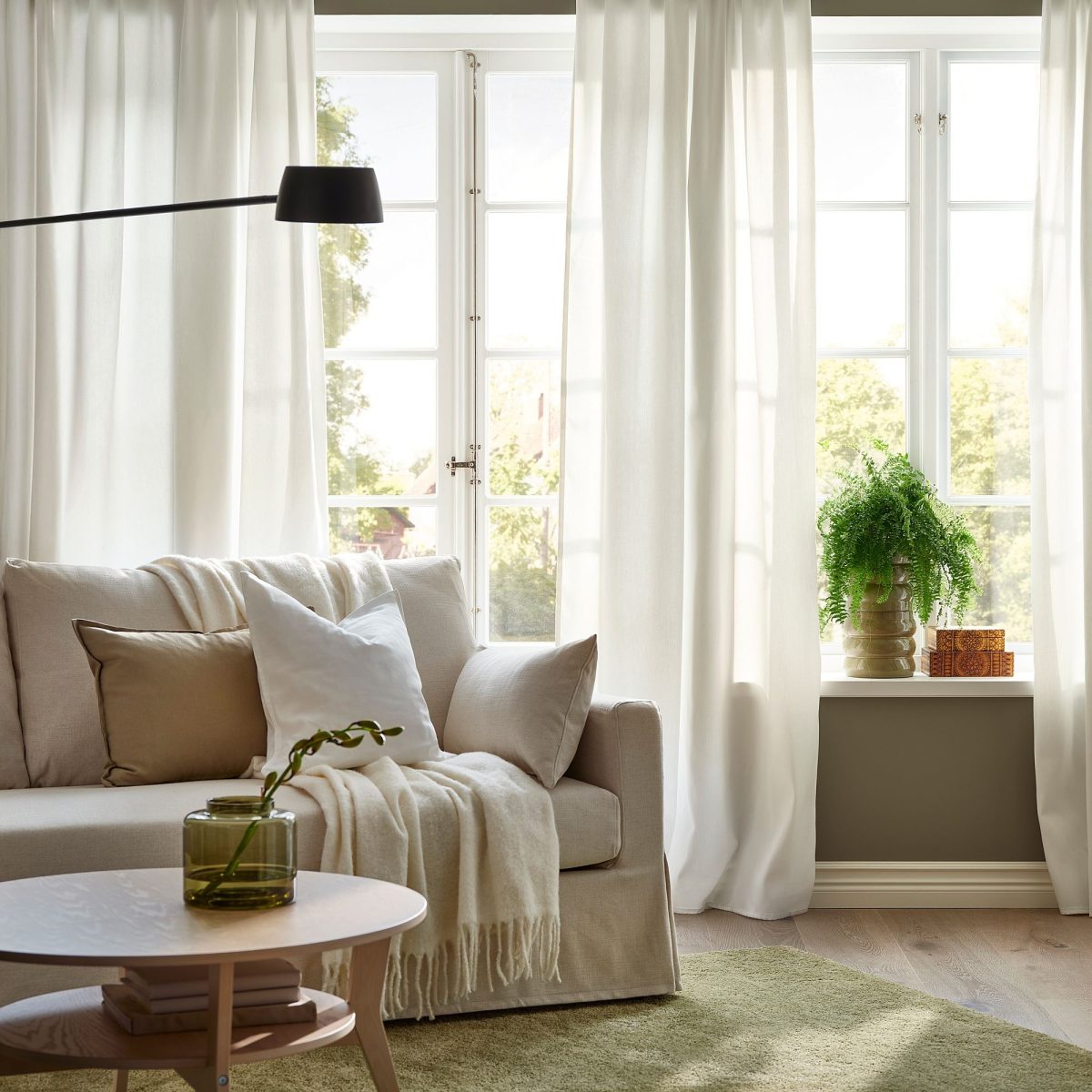 Fon Perde/2 Kanat, Beyaz, 145x300 cm, Işık Filtreleyici, Polyester – 2. görsel