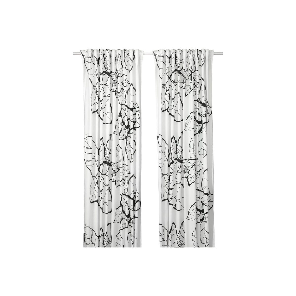 Fon Perde/2 Kanat, Beyaz-Çiçek Desenli, 145x300 cm, Işık Filtreleyici, Polyester