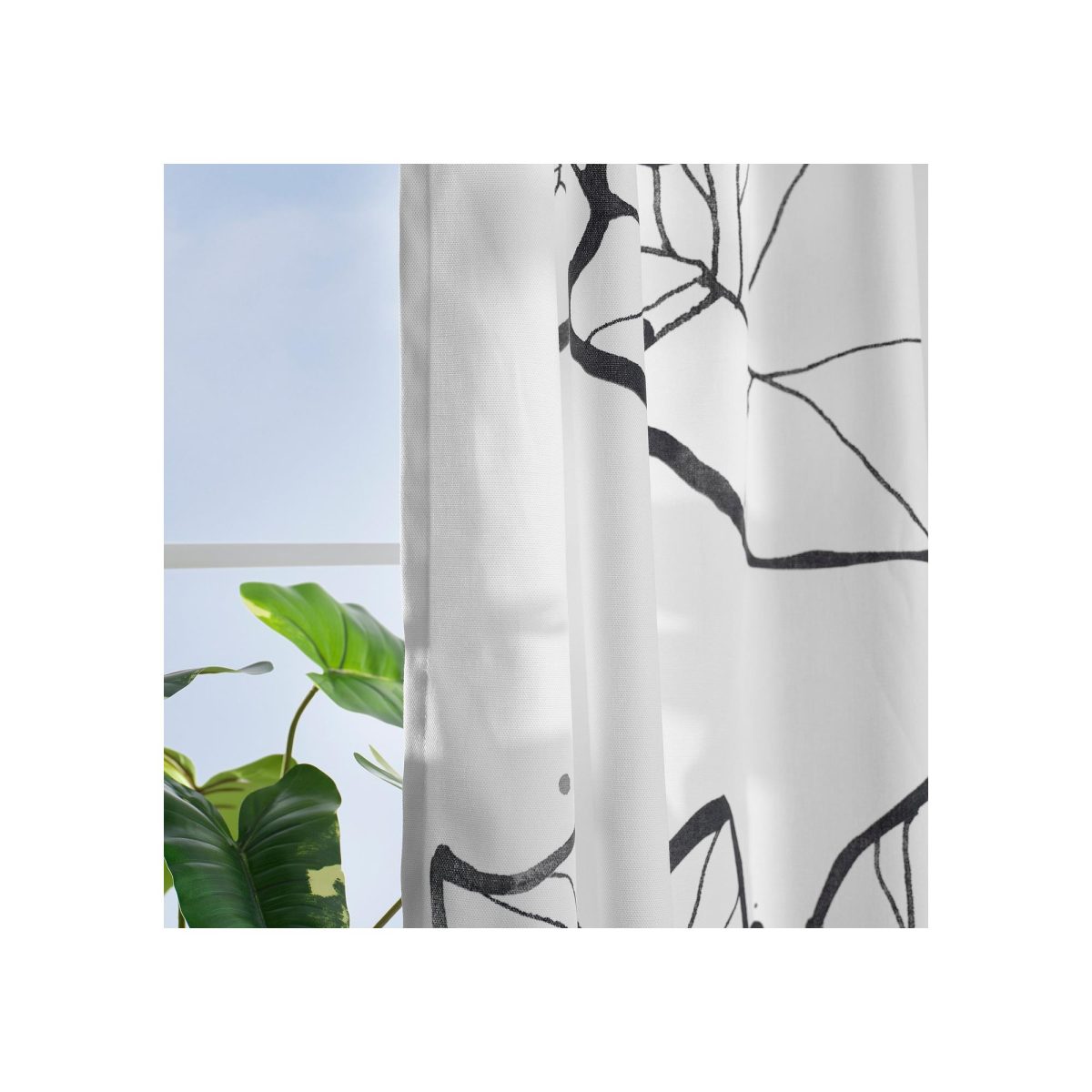 Fon Perde/2 Kanat, Beyaz-Çiçek Desenli, 145x300 cm, Işık Filtreleyici, Polyester – 3. görsel