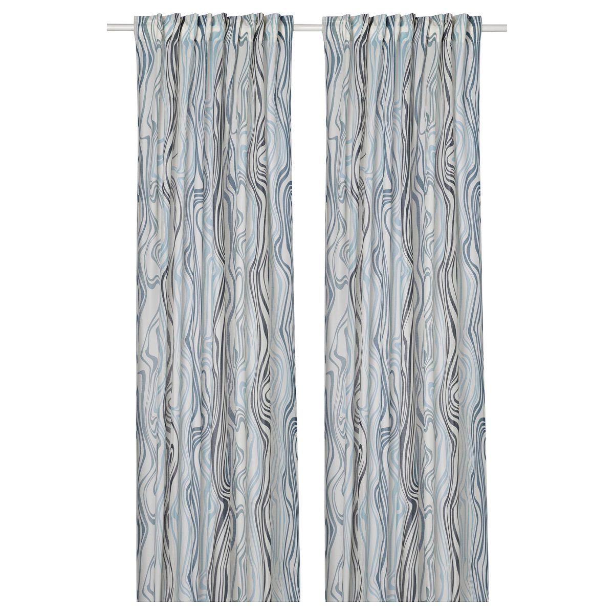 Fon Perde/2 Kanat, Beyaz-Mavi, 145x300 cm, Işık Filtreleyici, Polyester