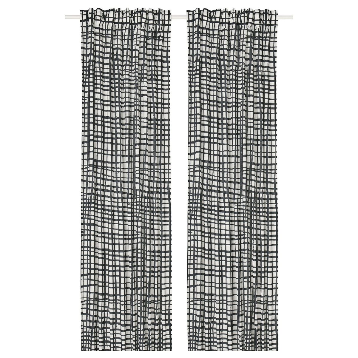 Fon Perde/2 Kanat, Beyaz-Siyah, 145x300 cm, Işık Filtreleyici, Pamuk-Viskon