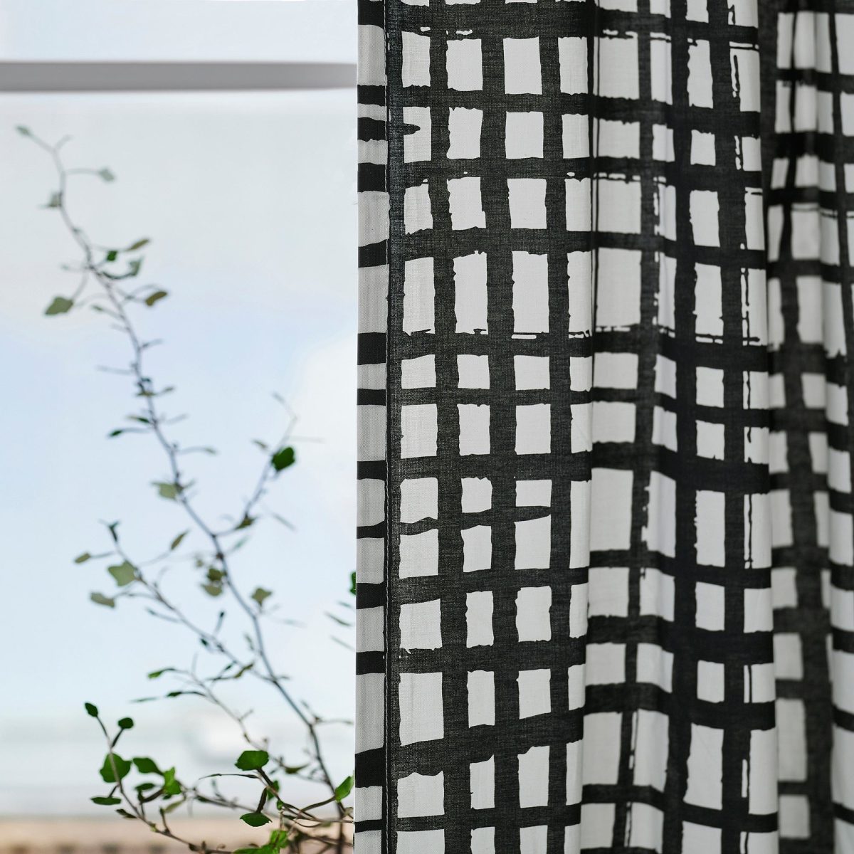 Fon Perde/2 Kanat, Beyaz-Siyah, 145x300 cm, Işık Filtreleyici, Pamuk-Viskon – 2. görsel