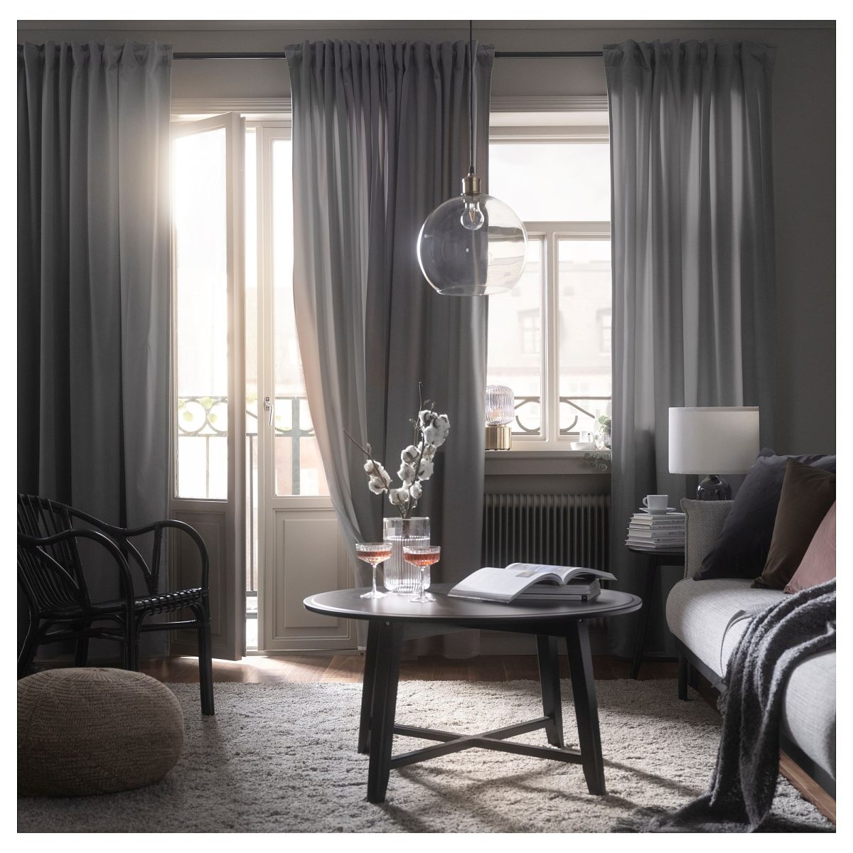 Fon Perde/2 Kanat, Gri, 135x300 cm, Işık Filtreleyici, Polyester – 2. görsel