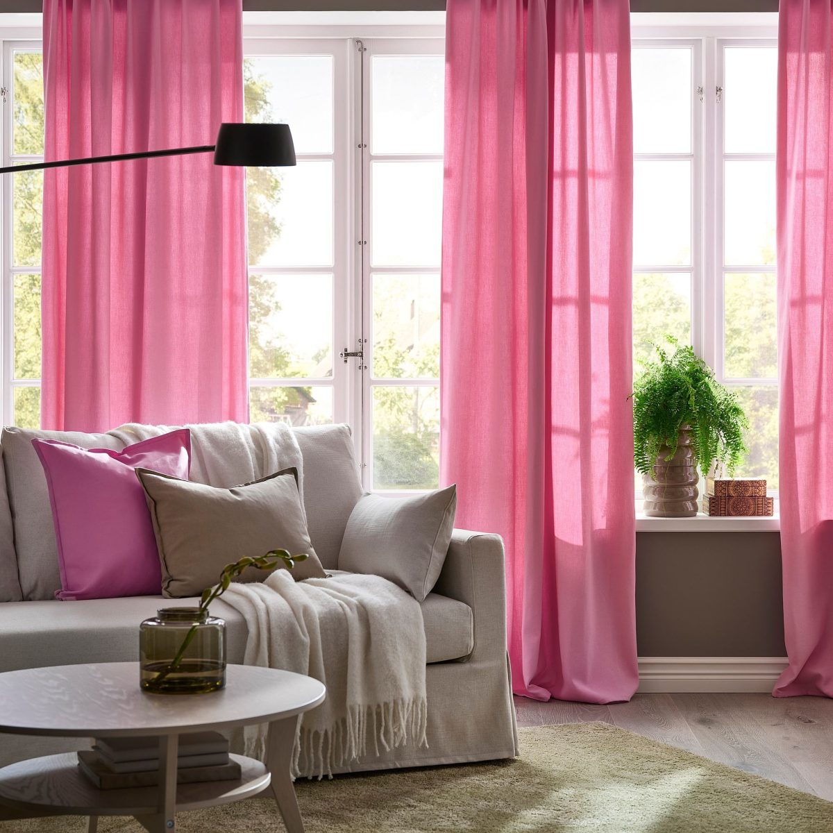 Fon Perde/2 Kanat, Pembe, 145x300 cm, Işık Filtreleyici, Polyester – 2. görsel