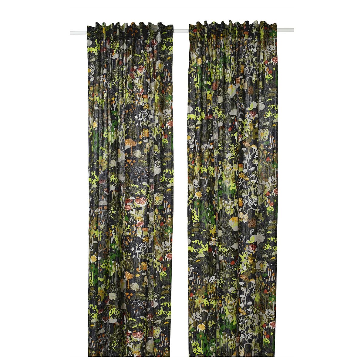 Perde/2 Kanat, Siyah Çok Renkli, 145x300 cm, Işık Filtreleyici, Keten-Pamuk