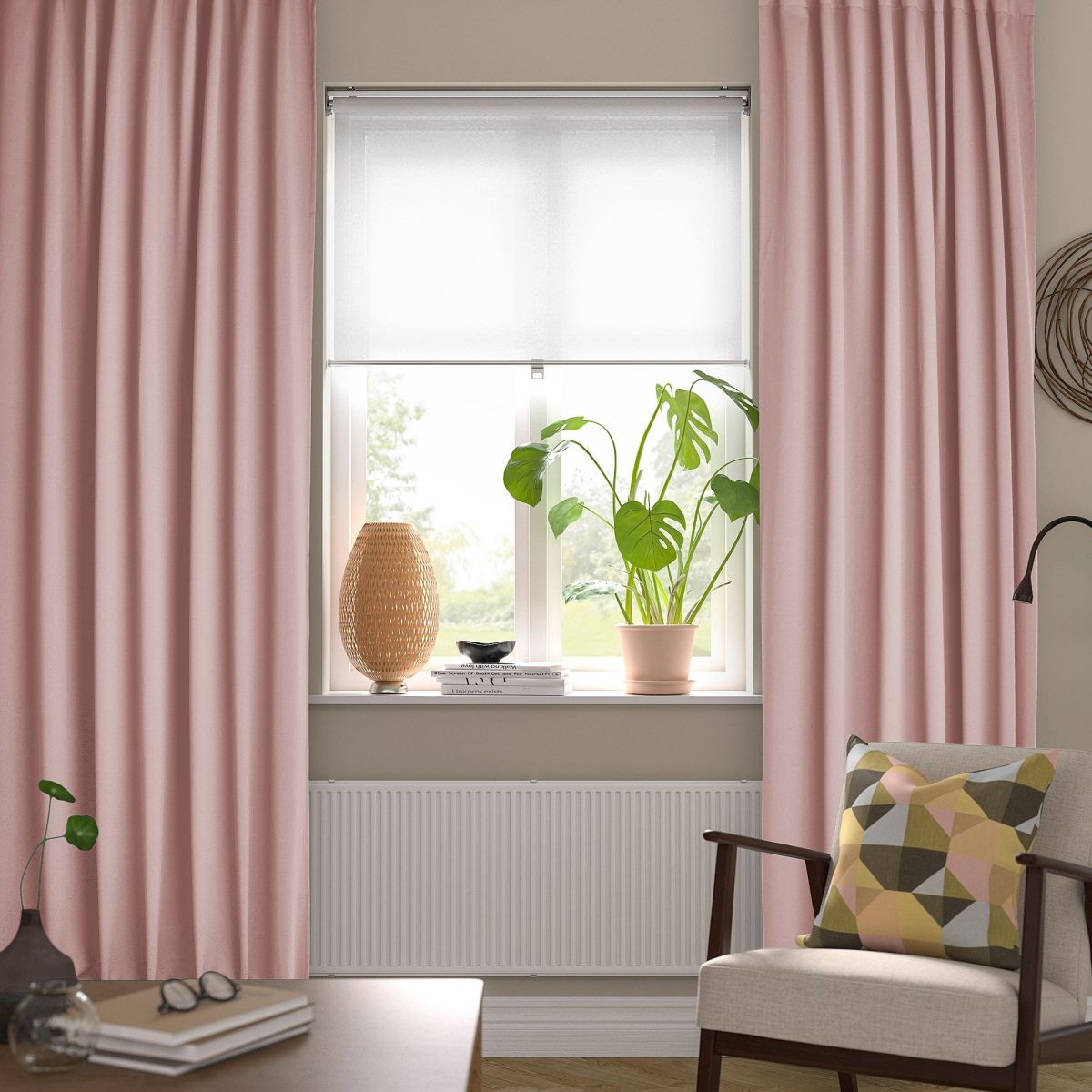 Perde/2 Kanat, Uçuk Pembe, 140x300 cm, Işık Filtreleyici, Pamuk – 2. görsel