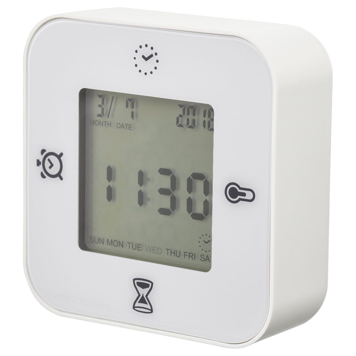 Fonksiyonel saat, Beyaz, Saat/Termometre/Alarm/Zamanlayıcı