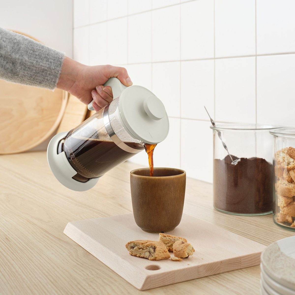 French Press, Paslanmaz Çelik-Kırık Beyaz, 1 lt – 3. görsel