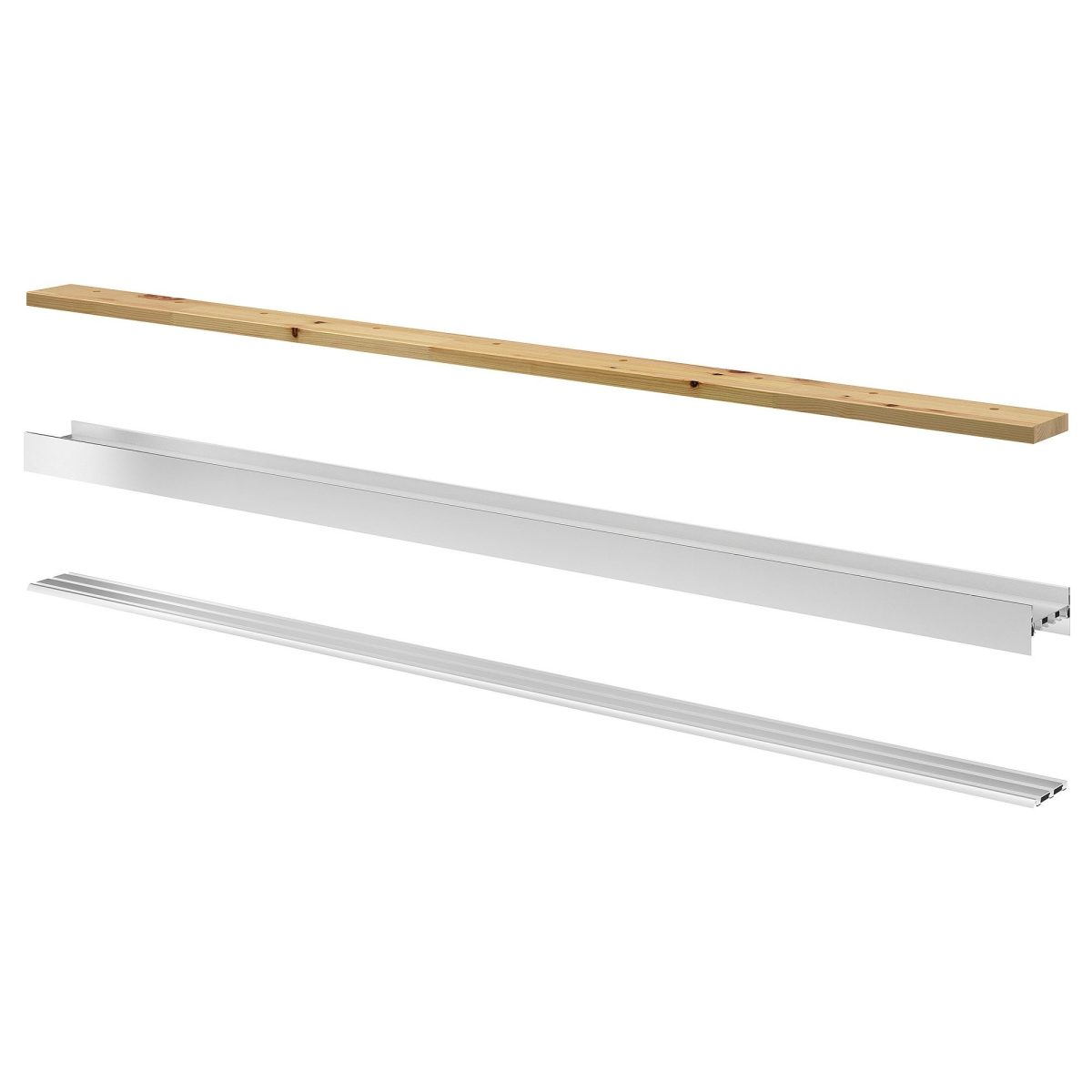 Gömme Dolap Sürgü Kapak İskeleti için Ray, Alüminyum, 12.2x200 cm, Kanallı