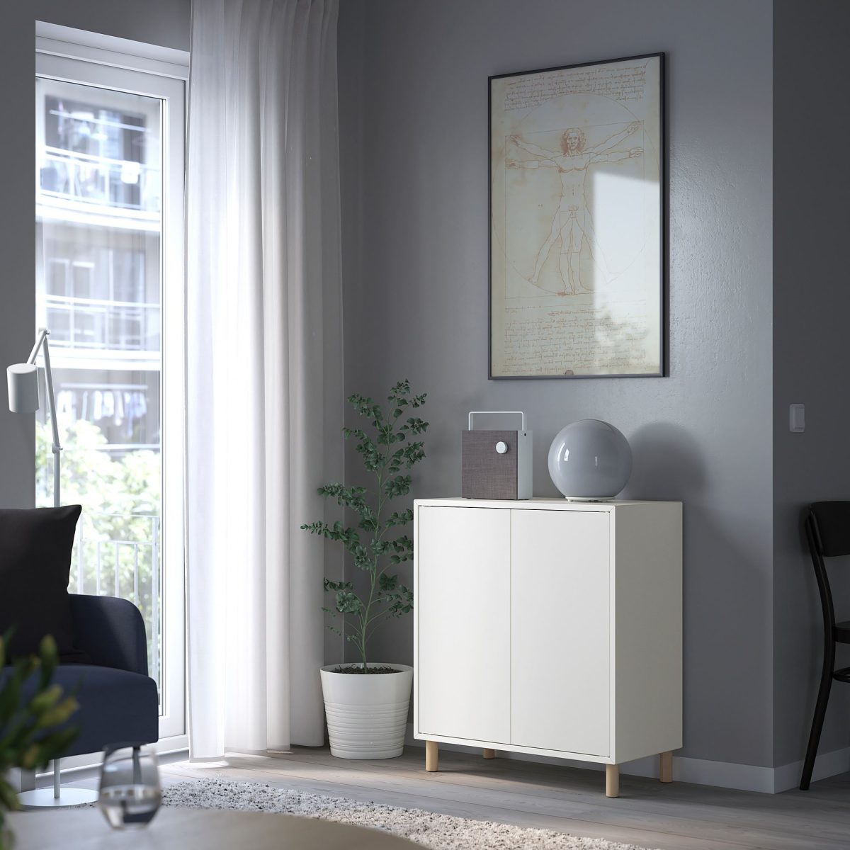 Kapaklı Dolap, Beyaz, 70x35x70 cm – 4. görsel